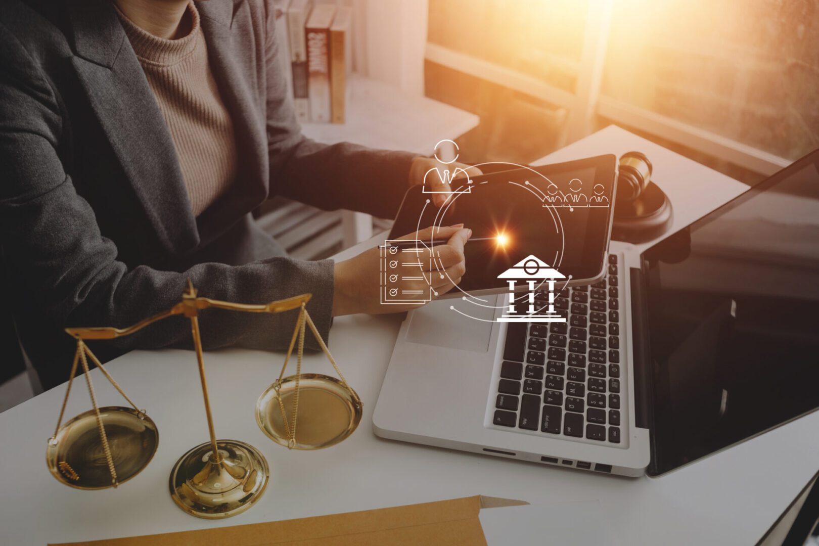 Scales of justice on desk