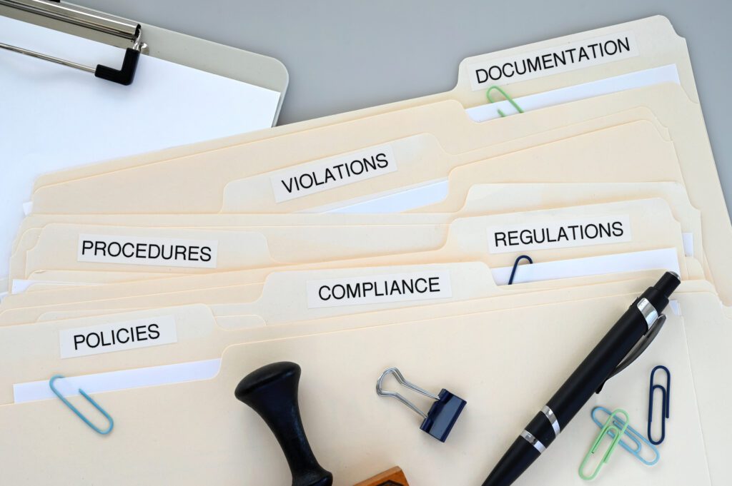 Office files and stationery organized neatly