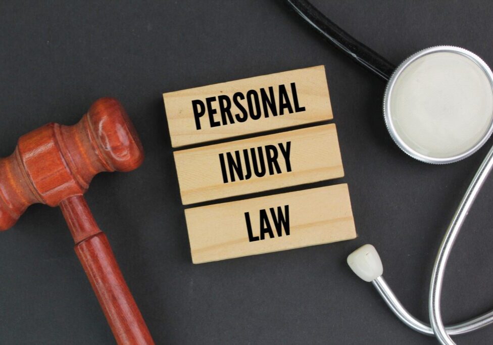 Gavel and stethoscope with personal injury text